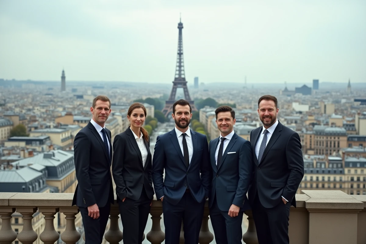 Groupe de professionnels à Paris avec vue sur la Tour Eiffel